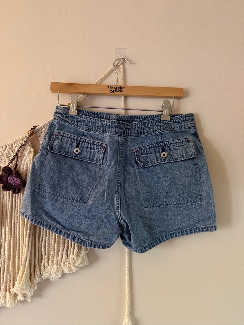 GAP Light Blue High-Waist Denim Shorts